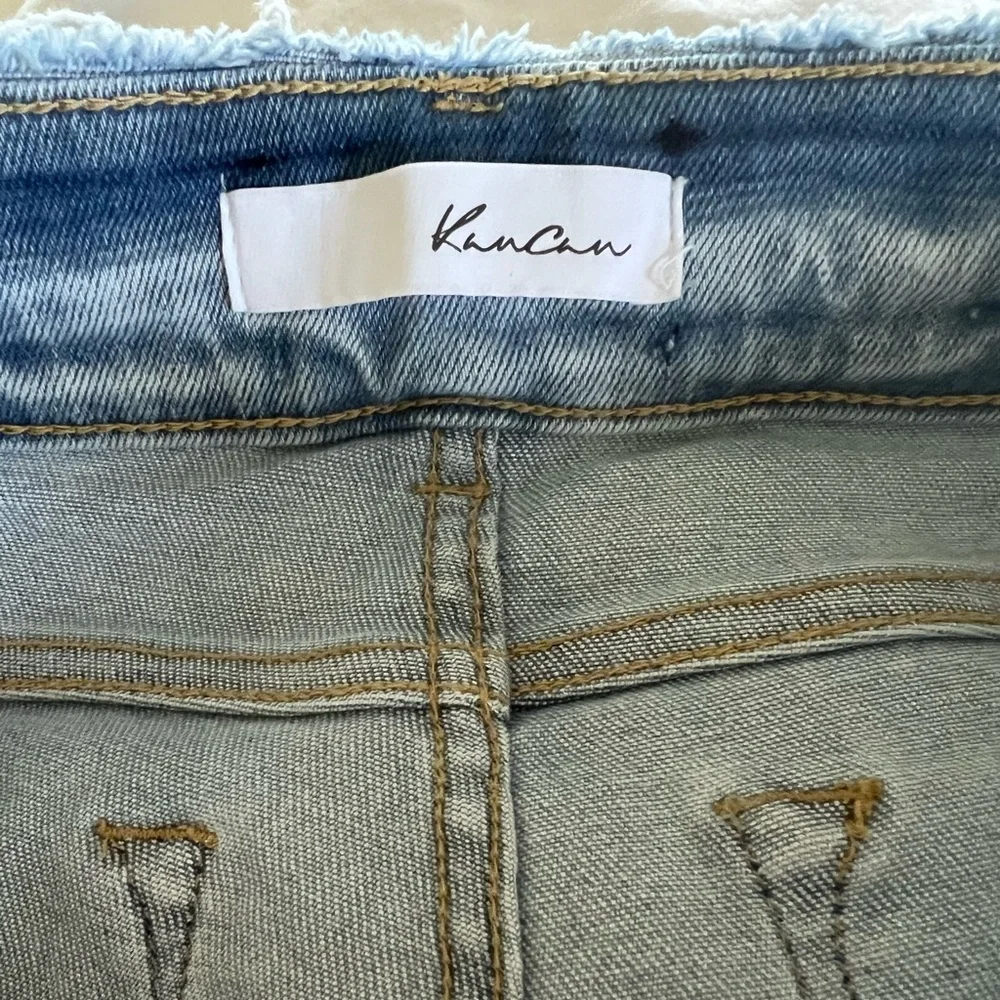 KANCAN light wash denim high waist distressed skinny jeans,frayed hem size 9
